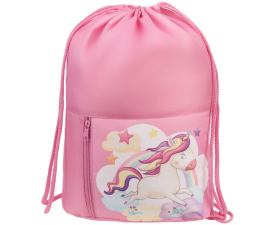 Мешок для обуви 1 отделение Мульти-Пульти "Unicorn", 340*420мм, карман на молнии, розовый МО_45945