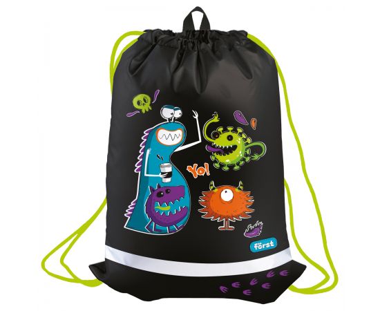 Мешок для обуви 1 отделение F?rst "Monster party", 360*470мм, вентиляционная сеточка, светоотражающа