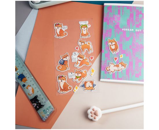 Наклейки объемные MESHU "Cute dog", 10*24см, 16 наклеек, инд. уп., европодвес MS_36951