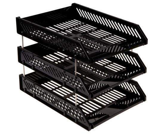 Набор лотков горизонтальных OfficeSpace, 3шт., на метал. стержнях, черный 300808