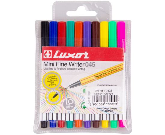 Набор капиллярных ручек Luxor "Mini Fine Writer 045" 10цв., 0,8мм