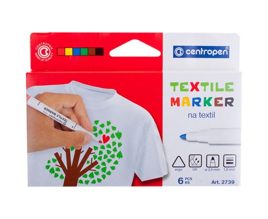 Набор маркеров для ткани Centropen "Textil Marker 2739" 06цв., 1,8мм