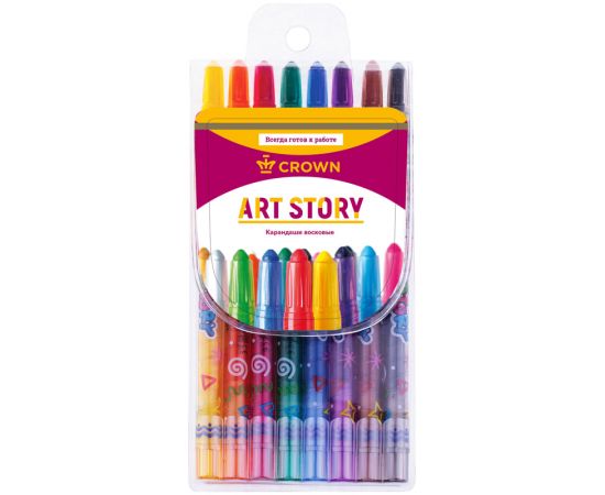 Мелки восковые Crown 8цв выкручивающиеся