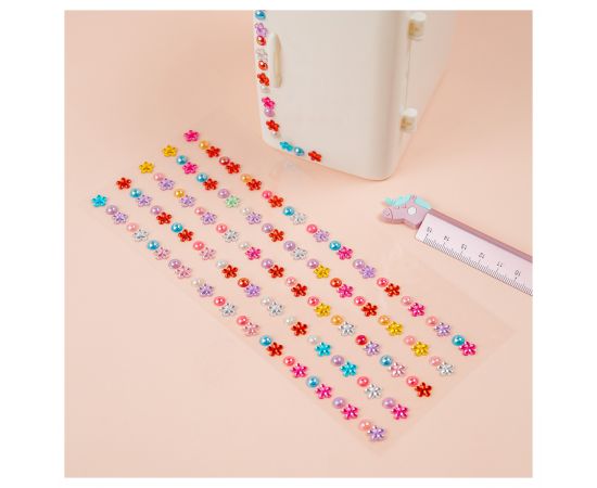 Наклейки акриловые MESHU "Bright flowers", 25*10см, стразы, 150 наклеек, инд. уп., европодвес MS_467