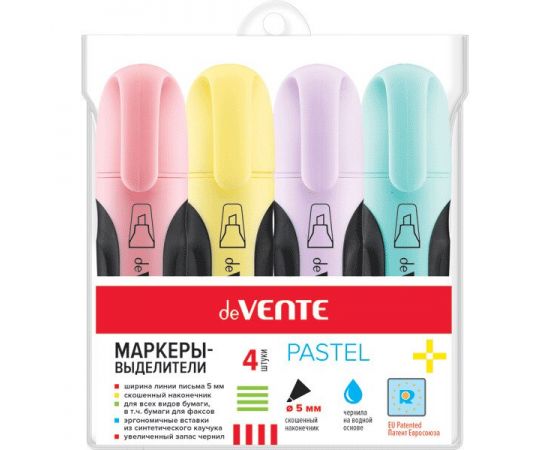 Набор Текстовыделителей 4 цв. deVente Pastel