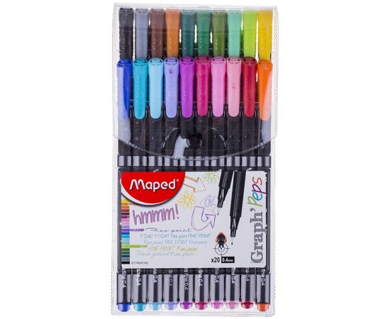 Набор капиллярных ручек 20 цв.Maped,0,4мм,европодвес