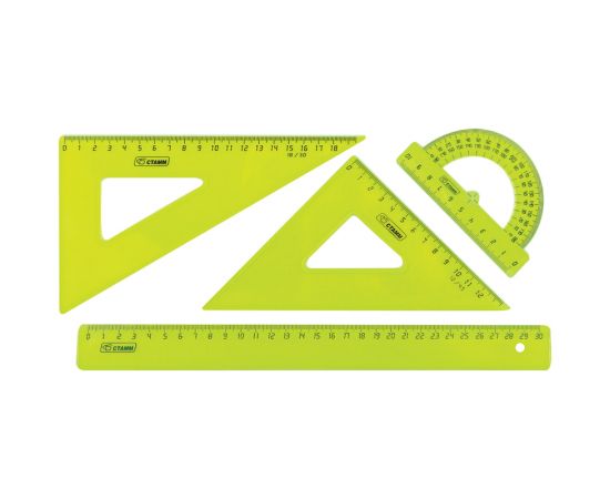 Набор чертежный СТАММ БОЛЬШОЙ(линейка 30см,2треугольника,транспортир) прозр бесцве