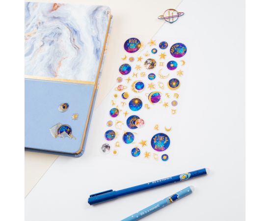 Наклейки гелевые MESHU "Moon", 10*22см, фольга, 65 наклеек, инд. уп., европодвес MS_43579