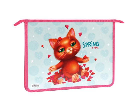 Папка для тетрадей 1 отделение А4 ArtSpace "Spring Cat", пластик, на молнии ПТ-815_42225