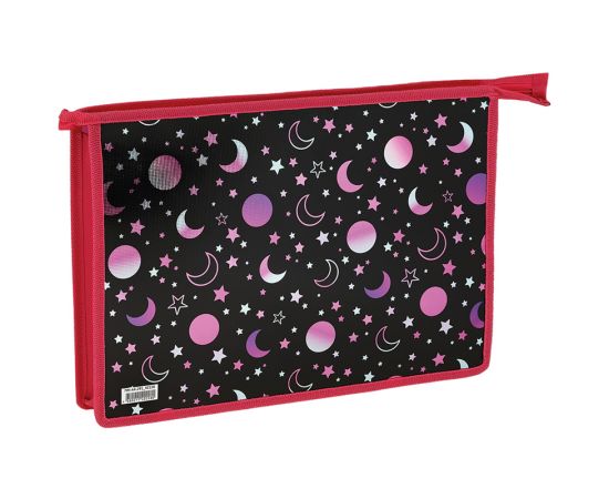 Папка для тетрадей 1 отделение, А4, ArtSpace "Moonlight", ламинированный картон, фольга, на молнии П