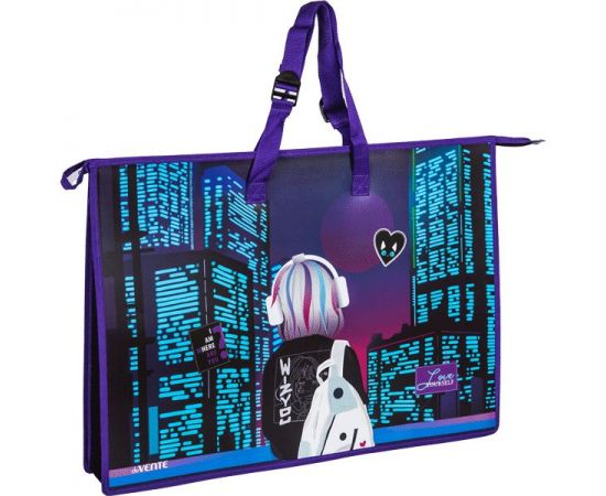 Папка для чертежей и рисунков А2 1 отделение, пластик, на молнии с ручками "City Girl" deVENTE/10