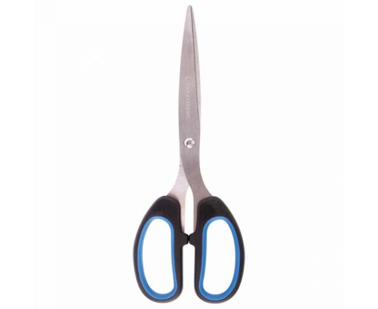 Ножницы BRAUBERG "Classic+", 205 мм, классической формы, резиновые вставки, черно-синие