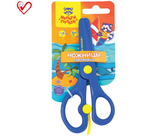 Ножницы детские пластиковые Мульти-Пульти "Приключения Енота" 13,5см, с усилителем, европодвес MS_15