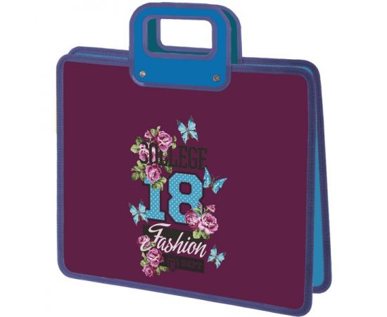 Папка для тетрадей 1 отд., А5+, пластик на молнии с ручками "Сollege Girl" deVente