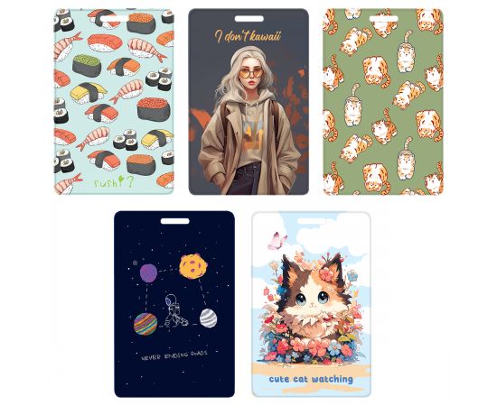 Обложка-карман для карт и пропусков OfficeSpace "Vibes", 95*65мм, ПВХ, ассорти