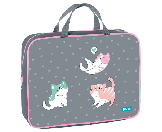 Папка текстильная с ручками 1 отделение, А4 F?rst "Kittens", 350*265*80мм, текстиль, на молнии FT-FB