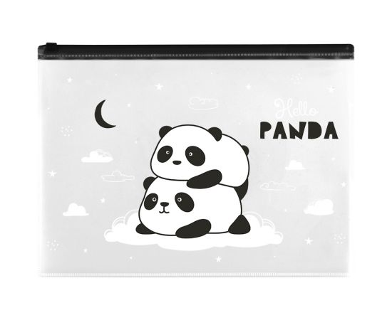 Папка-конверт на молнии MeShu "Hello Panda", А4, 150мкм, прозрачная с рисунком MS_44823