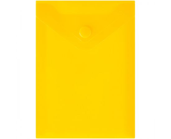 Папка-конверт на кнопке СТАММ А6 (105*148мм), 150мкм, пластик, прозрачная, желтая ММ-13842