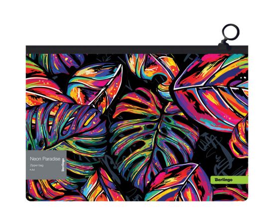 Папка-конверт на молнии Berlingo "Neon Paradise" A4, 180мкм, с рисунком ZBn_A4081