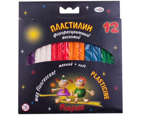 Пластилин "Флюрики"(ГАММА) 12 цв.флуоресцентный
