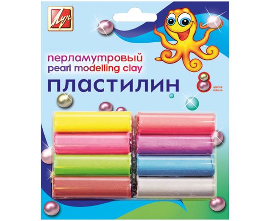 Пластилин ЛУЧ "Перламутрики", 8 цв.,130 г, перламутровый