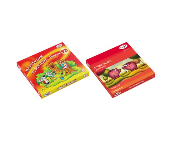 Пластилин Гамма "Мультики", 12 цветов, 240г, со стеком, картон