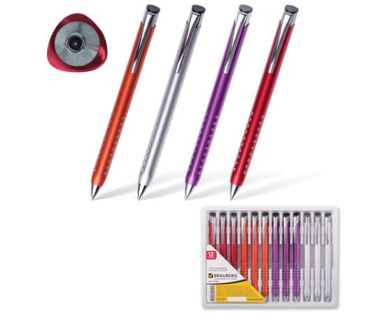 Ручка бизнес-класса шариковая BRAUBERG "Modern", корпус ассорти, серебристые детали, 1 мм, синяя