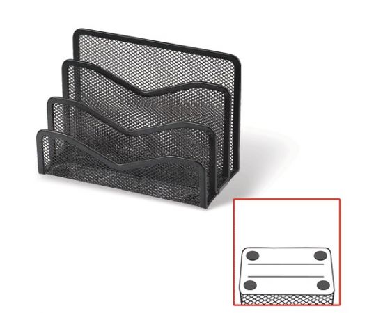 Подставка для бумаг и писем BRAUBERG "Germanium", металлическая, 3 секции, 122х173х83 мм, черная, 23