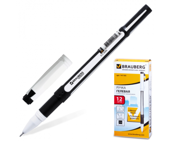 Ручка гелевая BRAUBERG,игольчатый узел 0,5мм.,черн