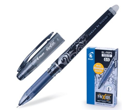 Ручка гелевая PILOT 0,5 мм, черная стираемая "Frixion Point", игольчатый узел, линия 0,25 мм