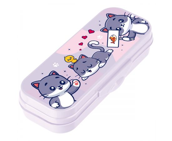 Пенал-футляр, 215*90*43 СТАММ "Котики", сиреневый ПН-31462