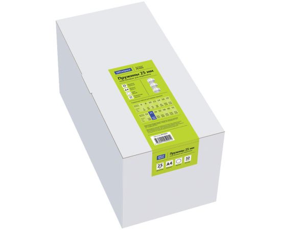 Пружины пластик D=25мм OfficeSpace, белый, 50шт. PC7021