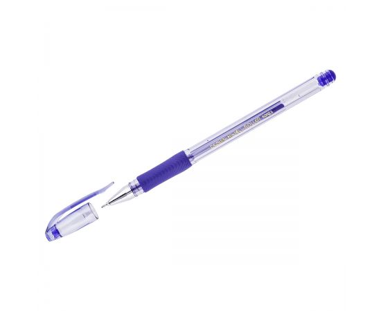 Ручка гелевая Crown "Hi-Jell Needle Grip" синяя, 0,7мм, грип, игольчатый стержень, штрих-код