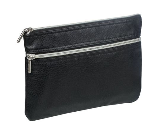 Пенал-косметичка BRAUBERG под фактурную кожу, черный, 1 отделение, 2 кармана, "Монро", 24х17 см