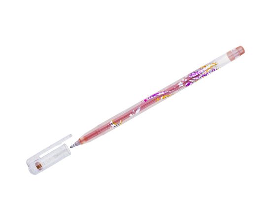 Ручка гелевая Crown "Glitter Metal Jell" оранжевый с блестками, 1,0мм MTJ-500GLS(D)