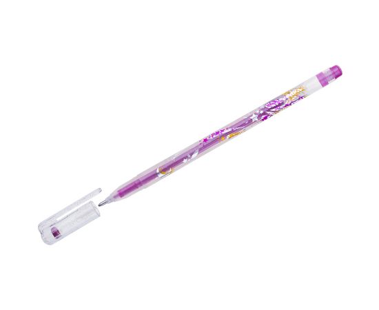 Ручка гелевая Crown "Glitter Metal Jell"  розовая с блестками, 1,0мм MTJ-500GLS(D)