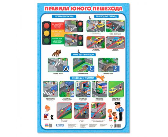 Плакат дидактический Геодом "Правила юного пешехода", 450*640мм 4607177456034