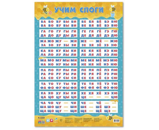 Плакат дидактический Геодом "Учим слоги", 450*640мм 4607177456041