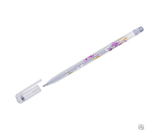 Ручка гелевая Crown "Glitter Metal Jell" серебро с блестками, 1,0мм MTJ-500GLS(D)