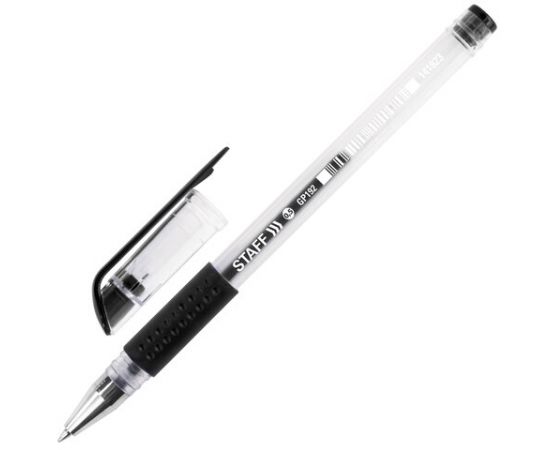 Ручка гелевая STAFFэконом,резиновый грипп,черная