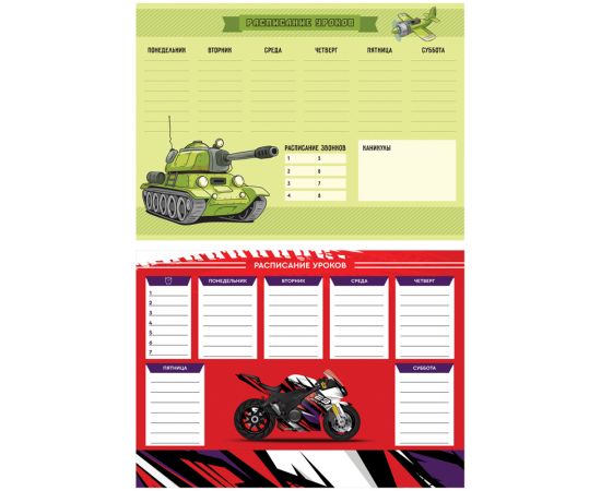 Расписание уроков с расписанием звонков А4 ArtSpace "Пиши-стирай. Cool boy" 311936