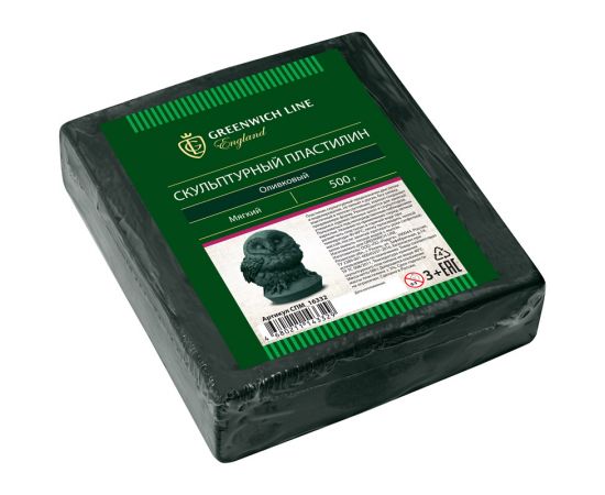 Пластилин скульптурный Greenwich Line оливковый,0,5кг,мягкий