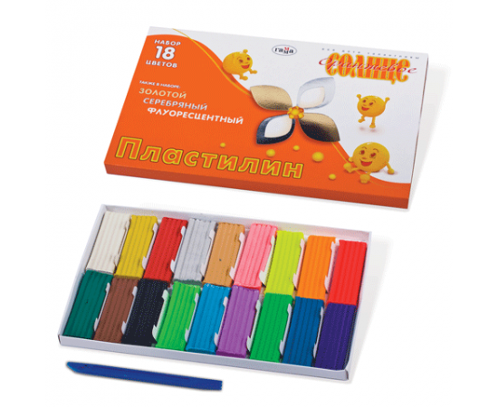 Пластилин "Оранжевое солнце"(ГАММА) 18цв.220гр.