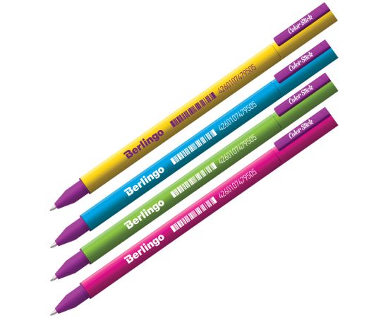 Ручка гелевая Berlingo "Color Stick" черная, 0,5мм, корпус ассорти