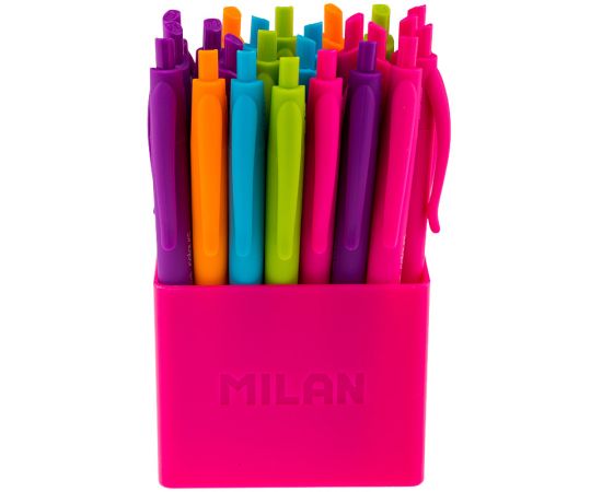 Ручка шариковая авт. Milan "P1touch" 5цв., 1,0мм, в пластиковом стакане