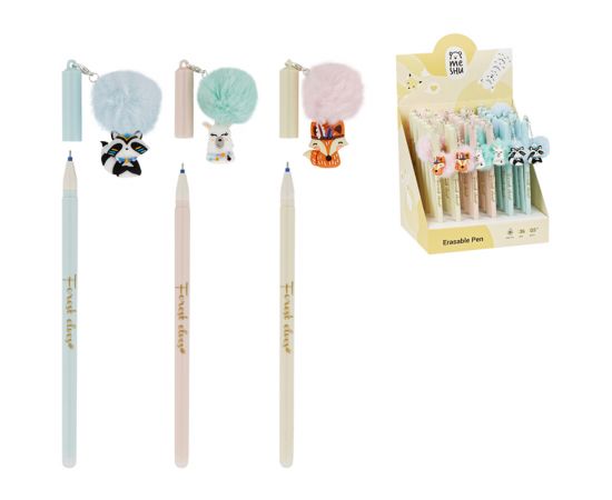 Ручка гелевая стираемая MESHU "Fluffy Friends" синяя, 0,5мм, корпус ассорти, с топпером MS_60928