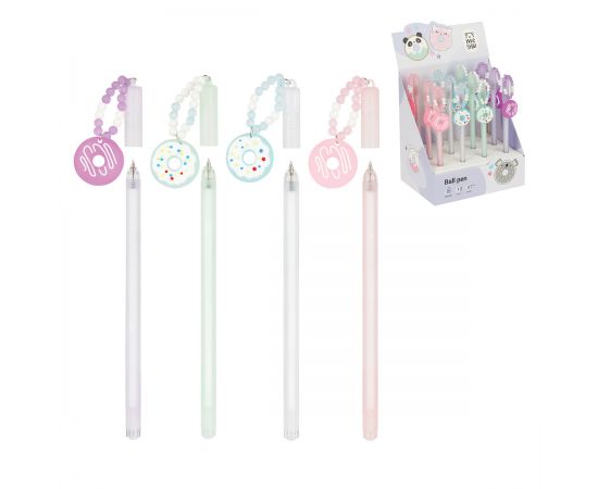 Ручка шариковая MESHU "Donut", синяя, 0,7мм, корпус ассорти, с топпером MS_02736