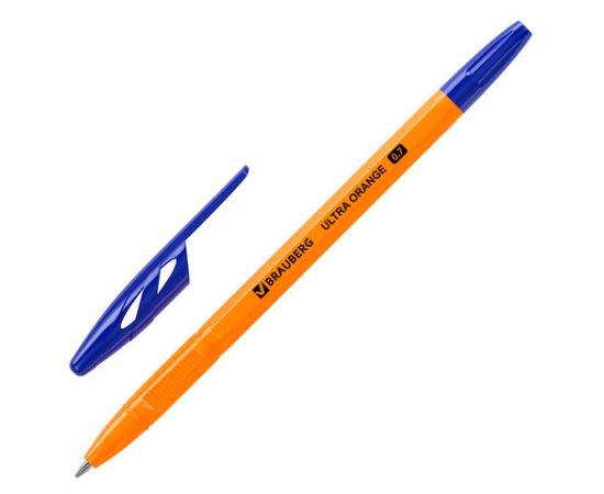 Ручка шариковая BRAUBERG "ULTRA ORANGE", СИНЯЯ, узел 0,7 мм, чернила ГЕРМАНИЯ, наконечник ШВЕЙЦАРИЯ,