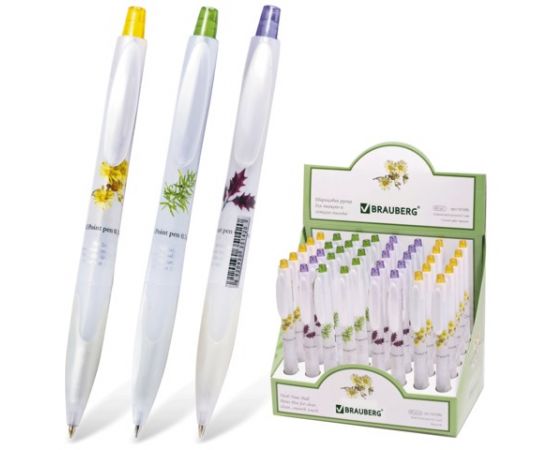 Ручка шариковая Brauberg авт."Herb Time",рез.держ.