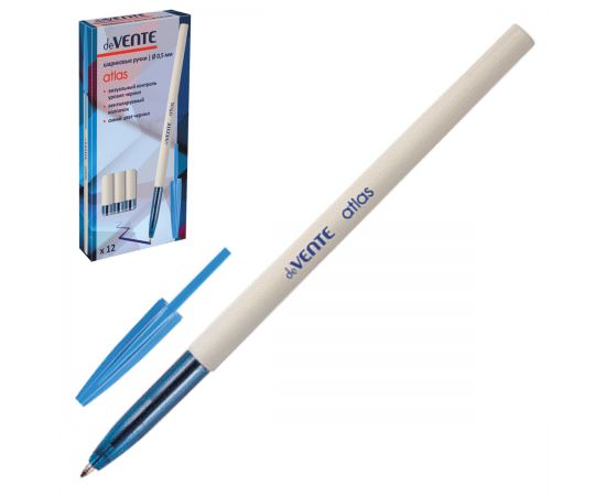 Ручка шариковая синяя 0,5 бел корп deVENTE Atlas